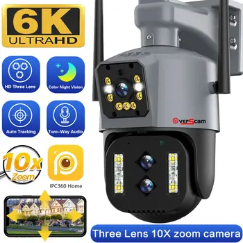 12MP 6K IP камерасы Сыртқы үш қос линзалы экран 10X масштабтау WIfi PTZ камерасы Автоматты бақылау Қауіпсіздік CCTV 4K 8MP WIfi PTZ камерасы