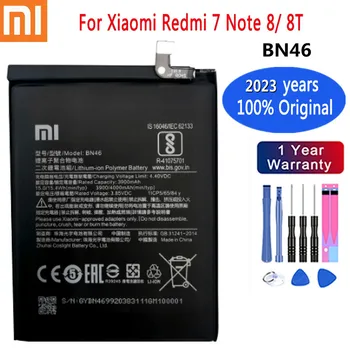 2023 жыл 4000mAh BN46 Xiao mi Xiaomi Redmi Note 8 8T Redmi 7 үшін 100% түпнұсқа батарея Жоғары сапалы ауыстырылатын батареялар +құрал