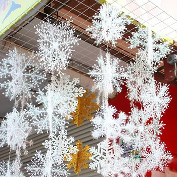 30 дана шыршаны безендіру Снежинкалар 6см - 18 см ақ пластик жасанды қар Рождестволық декор Үй Жаңа жылдық кеш декоры