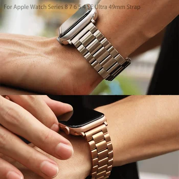 Apple Watch 8 7 41mm 45mm Band Slim Metal Link білезігі IWatch 6 SE 5 4 3 40mm 44mm 38mm 42mm ultra 49 Әйелдер бауы