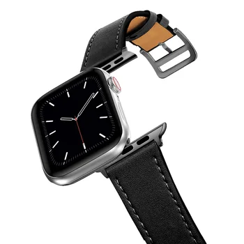 Apple Watch SE 8765 42MM 38MM 44MM 40MM Smart IWatch 4 Watchband 45mm үшін іскерлік нағыз былғары ілмекті білезік белдік жолағы