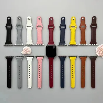 Apple Watch диапазонына арналған жұқа былғары бау 41мм 45мм 40мм 44мм 8 7 6 SE 5 4 3 38мм 42мм IWatch сериясына арналған жұқа білезік ULTRA 49ММ