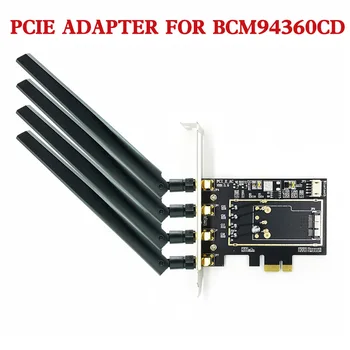 BCM94331 BCM94360CD BCM943602CDP WLAN картасы жұмыс үстелі компьютеріне PCI-E pcie pci express 1X 16X Apple WIFI картасына арналған түрлендіргіш адаптері