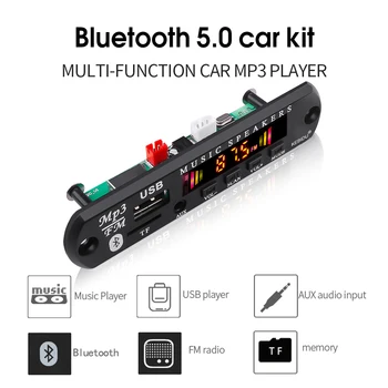 Bluetooth декодері 5.0 5V 12V автомобиль MP3 ойнатқышы WMA тақтасының аудио модулі USB TF AUX FM радио модулі Автомобиль аксессуарларына арналған аудио ойнатқыш