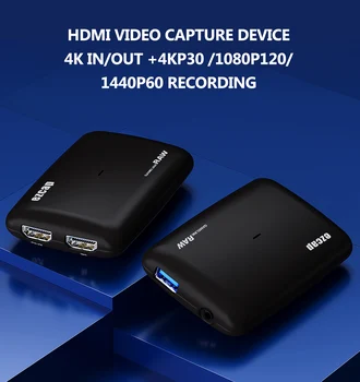 Ezcap321 4K 30 1080P 60FPS 120fps Толық HD HDMI USB 3.0 XBOX PS4 Switch ойын жазбасына арналған бейне түсіру картасы Тікелей трансляция желісі