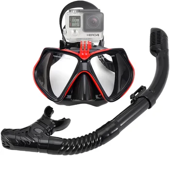 JoyMaySun сноркель түтігі жинағы сүңгуір маскасы Тұманға қарсы жүзу сүңгуір көзілдірігі GoPro су астындағы спорт камерасына арналған сноркель түтігі
