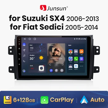Junsun V1 AI дауыстық сымсыз CarPlay Android Auto Radio Suzuki SX4 2006-2013for Fiat Sedici 2005-2014 4G автомобиль мультимедиялық GPS