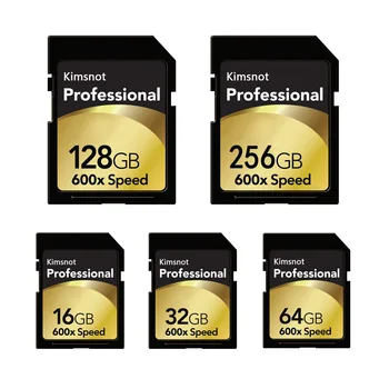 Kimsnot кәсіби SDXC картасы 64GB 128GB 256GB 16GB 32GB SDHC SD картасының жад картасы C10 Nikon Canon үшін жоғары жылдамдықты 90Mb/s 600x