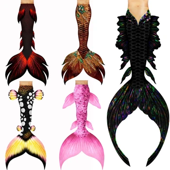 Mermaid Tail Cosplay костюмі Ересек балалар монофинді жүзу шомылу костюмі 3 дана бикини жиынтығымен жүзетін су перісі құйрықтарын теңшейді
