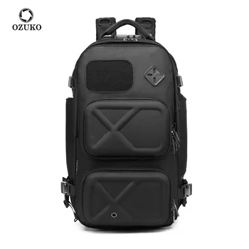 OZUKO Ерлер рюкзактары ұрлыққа қарсы 17 дюймдік көп функциялы ноутбук Бизнес су өткізбейтін рюкзак USB сыртқы саяхат Бачион сөмкесі Mochila
