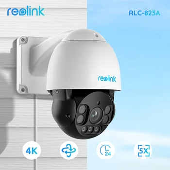Reolink 8MP PoE IP камерасы PTZ Pan/Көлбеу оптикалық масштабтау Адам/Көлікті анықтау Түсті түнгі көру 2 жақты аудио қауіпсіздік камерасы RLC-823A