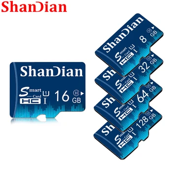 SHANDIAN 128GB TF картасы 64GB класс 10 жад картасы 8GB 16GB 32GB класс 10 Smart SD картасы TF картасы Телефондар / камера үшін нақты сыйымдылық