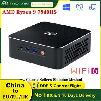 Topton Ойын шағын Компьютер AMD Ryzen 9 7940HS 6900H Radeon 680M DDR5 4800MHz 2xPCIe4.0 Windows 11 Pro Mini PC Desktop WiFi6