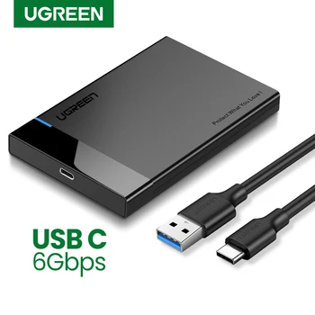 Ugreen 2.5 HDD SSD корпусы SATA - USB 3.1 адаптері HDD типті USB C корпусына арналған HD сыртқы қатты диск корпусының қорабы UASP