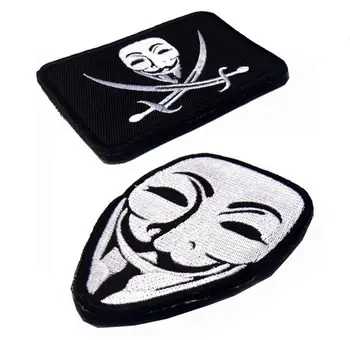 Vendetta үшін анонимді V Кестеленген патч Жігіт Fawk маскасы рюкзак курткасына арналған әскери гунтаргет патчтары