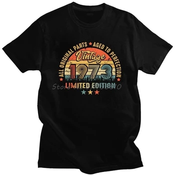 Vintage 1973 ерлерге арналған футболка Қысқа жеңді жұмсақ мақта футболкалар Көше киімдері Футболка 48-ші туған күніне сыйлық Шектеулі шығарылым футболка