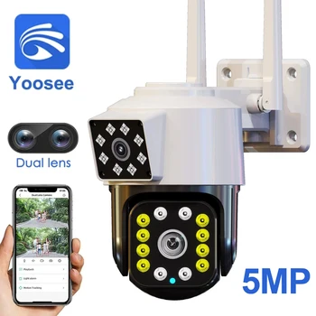 Yoosee 5MP қос линзалы сыртқы PTZ оқ Басты қауіпсіздік IP камерасы 3MP қос экранды бейне бейнебақылау бақылауы WIfi камерасы AI бақылауы