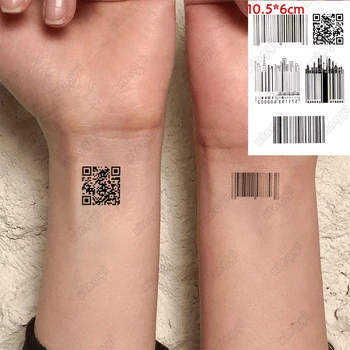 Боди-арт секс Ерлер мен әйелдерге арналған су өткізбейтін уақытша татуировкалар Даралық штрих-код QR код дизайны татуировка жапсырмасы X245