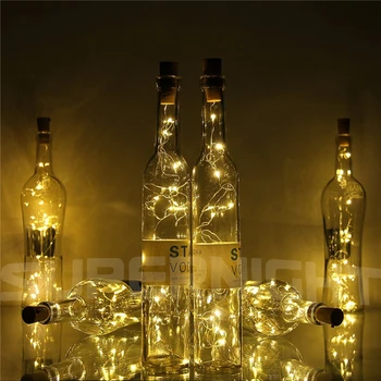 Бөтелке тығыны бар жіпті шам 2м 20 жарықдиодты тығын тәрізді шарап бөтелкесінің шамдары Рождестволық мерекеге арналған безендіру