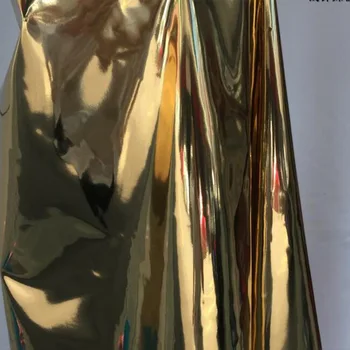 Жақсы созылатын алтын түсті айна dDesigner матасы Жылтыр жұмсақ Pu жасанды былғары мата DIY Тігін сәнді дене костюмі киімі/Сөмке материалы