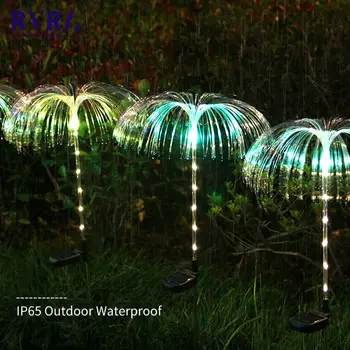 Күн бақшасының шамдары Сыртқы су өткізбейтін талшықты-оптикалық медузалық көгал шамдары RGB күн бақшасының декоры Патиоға арналған жарық пейзаж шамы