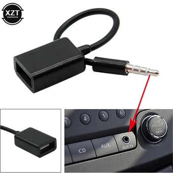 Әмбебап автомобиль MP3 ойнатқышы түрлендіргіші 3,5 мм ер AUX аудио ұясы штепсельден USB 2.0 әйел түрлендіргіш кабель сымы адаптері