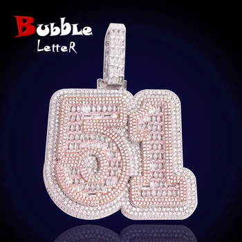 Bubble Letter Baguette Ерлерге арналған арнайы атау алқасы Циркон Кулон Хип-хоп рок-рэпер тізбегі сән зергерлік бұйымдары