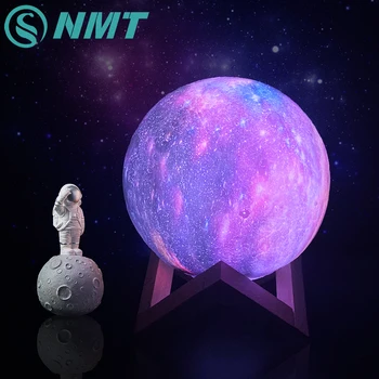 Dropship 3D басып шығару Жұлдызды ай шамы Түрлі-түсті өзгерту Сенсорлық үй декоры Шығармашылық сыйлық Жұлдызды аспан USB жарықдиодты түнгі жарық Галактика шамы