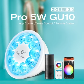 GLEDOPTO Smart 5W RGBCCT LED GU10 Pro ZigBee 3.0 интеллектуалды прожекторы Echo Alexa SmartThings Tuya қолданбасының дауыстық басқаруымен жұмыс істейді