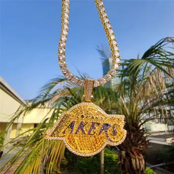 Hip Hop Letter Pendant With Iced Out Tennis Chain Necklace For Men Fashion Bling Charm Баскетбол Boy Jewelry Drop Shipping
