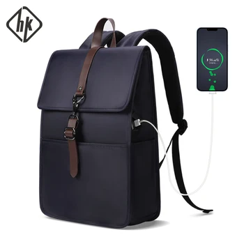 HK ерлер рюкзактары Ноутбук 15,6 дюймдік талғампаз ерлер рюкзактары USB зарядталатын рюкзактары бар әйелдер кездейсоқ бизнес колледжіне арналған көк