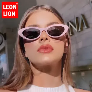 LeonLion 2023 Ретро мысық көзіне арналған күннен қорғайтын көзілдірік Әйелдер сәнді бренд дизайнерлік көзілдірік Әйелдер/Ерлер Сопақ қызғылт көзілдірік Әйелдер Gafas De Sol Mujer