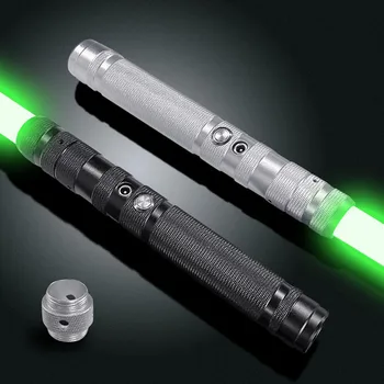 Lightsaber RGB 7 түсті металл тұтқасы лазерлік қылыш Жеңіл ауыр дуэль дыбысы Екі бір жеңіл метел тұтқасы жарықдиодты USB зарядтау ойыншықтары