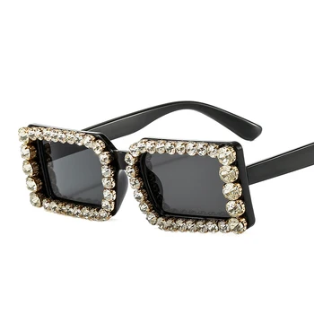 Luxury Designer Diamond күннен қорғайтын көзілдірік Әйелдер 2020 Vintage реңктері Ерлерге арналған төртбұрышты күннен қорғайтын көзілдірік UV400 Gafas De Sol