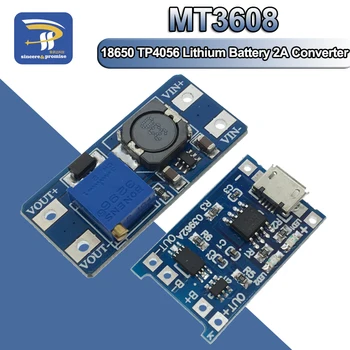 Micro USB 5V 1A 18650 TP4056 литий батарея зарядтағыш модулі қорғанысы бар зарядтау тақтасы + MT3608 2A DC-DC күшейту түрлендіргіші