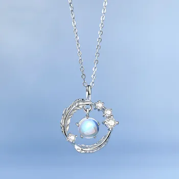 Moonlight тас қауырсын Ожерелье Әйелдер Жеңіл және сәнді Шағын топ Дизайн Подруги үшін нәзік және ертегі сыйлық