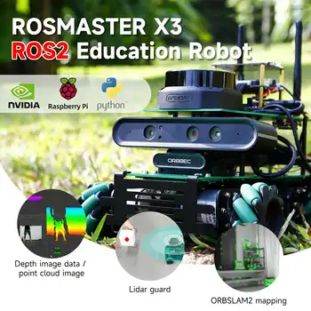 ROSMASTER X3 ROS2 робот Mecanum дөңгелегі Алюминий қорытпасынан жасалған жақтау Jetson NANO Orin NX Orin NANO RaspberryPi үшін автопилот Lidar картасы