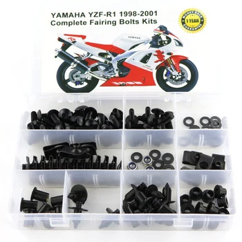 Yamaha R1 YZF-R1 үшін жарамды 1998 1999 2000 2001 Мотоцикл Толық толық бекіткіш болттар жинағы Қыстырғыштар Шайбалар Бұрандалар Болат