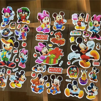 Балаларға арналған 6 дана Disney Mickey Mouse Minnie Bubble стикерлері Сүйкімді аниме стикерлері Багаж дәптері скрапбукинг стикері