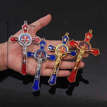 Діни крест Христиан зергерлік бұйымдары крест кулон Әулие Бенедикт крест үлгісі кулон кулон алқа.120*70мм